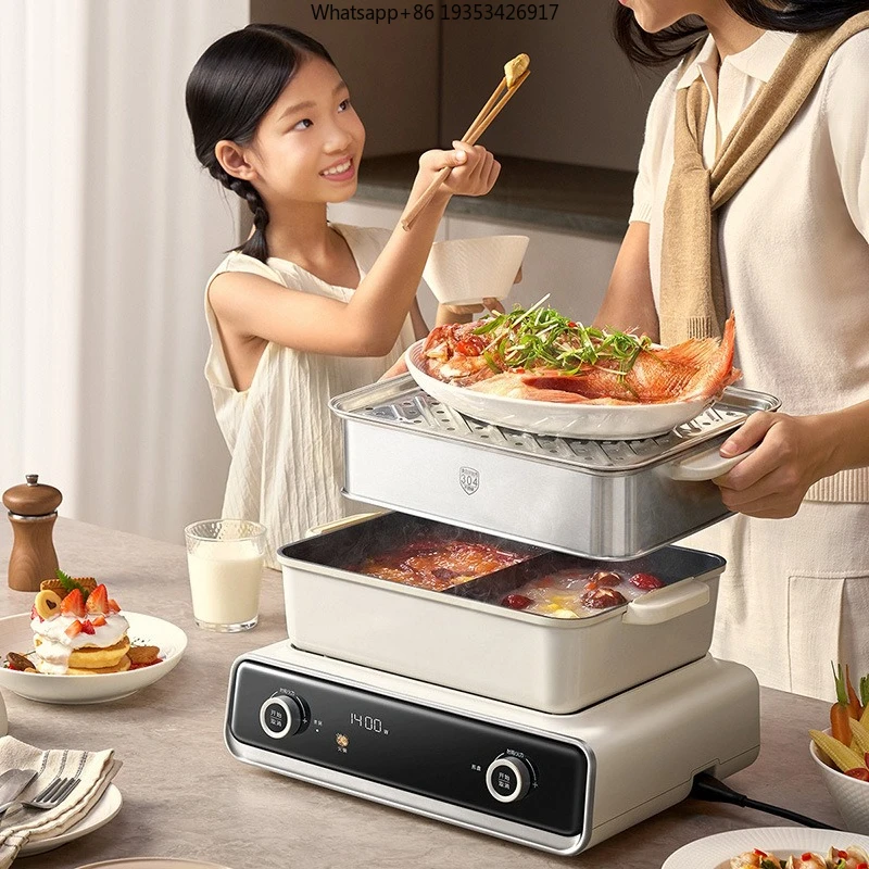 Stacked pot DKL-N22P3 is suitable for roasting, rinsing and steaming integrated pot, household hot pot steamer,