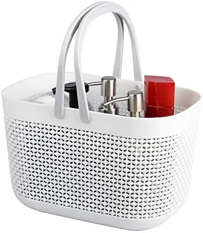 

Пластиковые корзины для хранения UUJOLY с ручками – корзина-органайзер для душа, ванной и кухни, белая