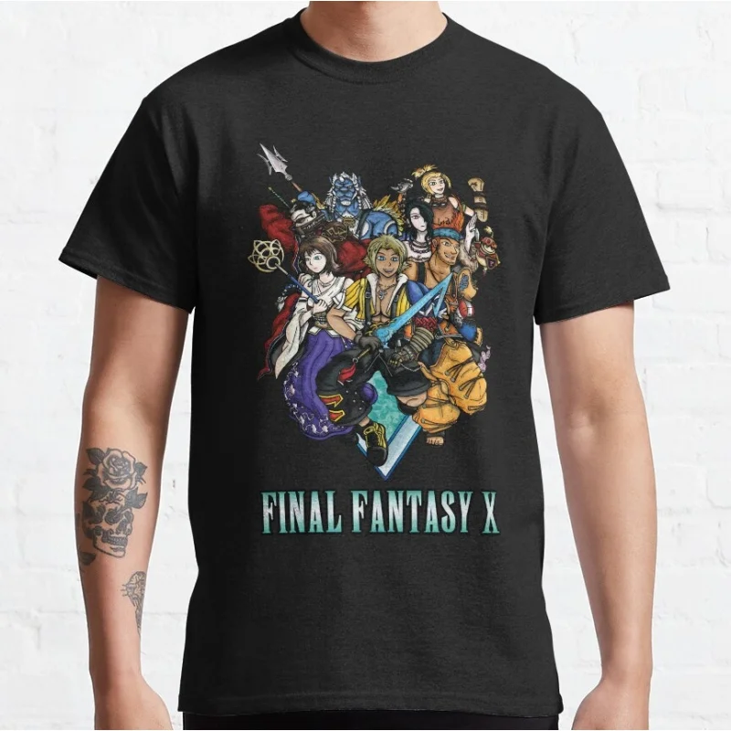 

Final Fantasy X Heroes Gift t shirt for RPG gamer 100% cotton printed tee Men's Short Sleeve Graphic Clothes All size tops