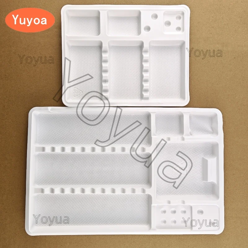 

100pcs Dental Disposable Instrument Tray Segregated Placed Plastic Surgical Instrument Tray Box