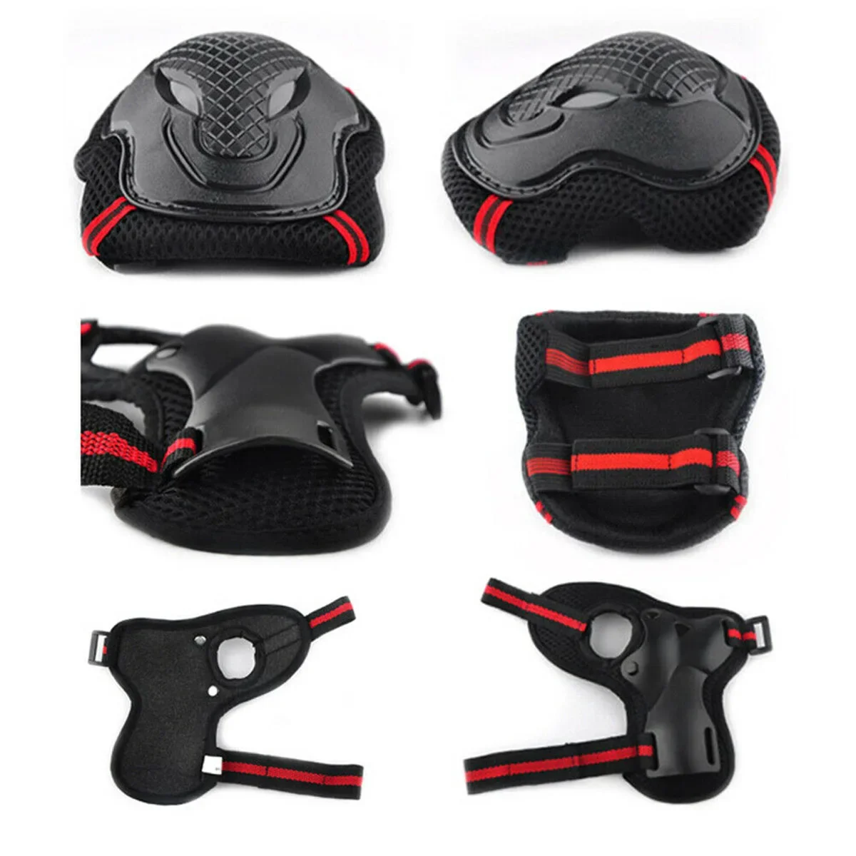 6PCS Adult Children Knee Pads Elbow Pads Wrist Pads Mesh Design Suitable for Roller Skates Skateboards Skating Bicycles Scooters