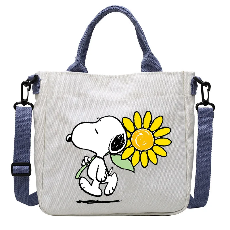 Snoopy Canvas Bag Student Shoulder Crossbody Hand Bags Kawaii Anime Tote Bag borse e borsette regali per ragazze