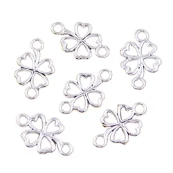 30 adet Charms şanslı İrlandalı dört yapraklı yonca bağlantı 20x12mm antik gümüş renk kolye yapımı DIY el yapımı tibet bulma takı