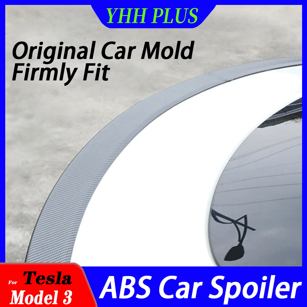 

Model3 ABS Spoiler For Tesla Model 3 2023 Accessories Trunk Wing Carbon Fiber Pattern ModelY 2022 Car Exterior Decoration Parts