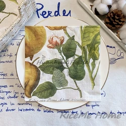 20Pcs/Bag Vintage Bergamot Tree Decoupage Paper Napkin Fruits Plants Paper Tissue for Wedding Party Xmas Tableware Supplies New