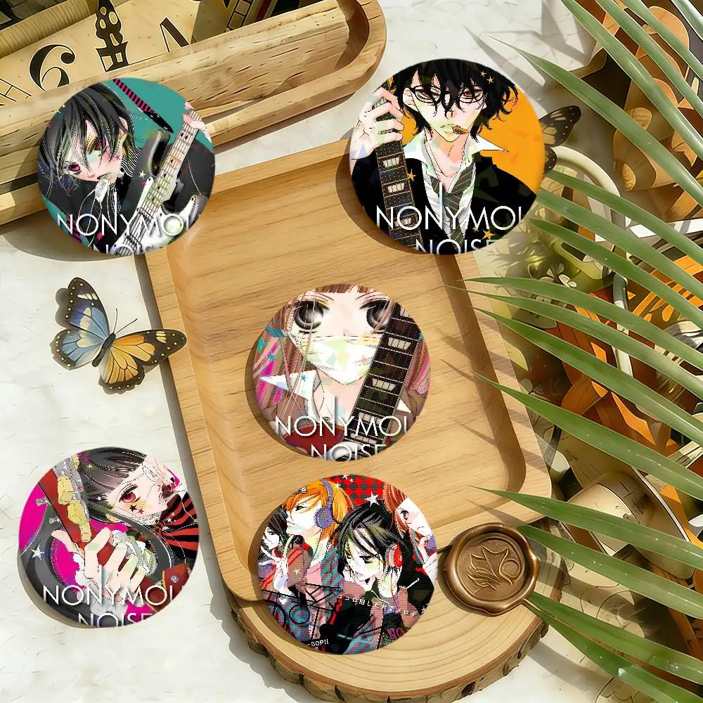 manga comic anime Anonymous Noise round Badge Laser Style pins Peripheral Lapel Pins Goods Tinplate Brooch﻿ bag decor