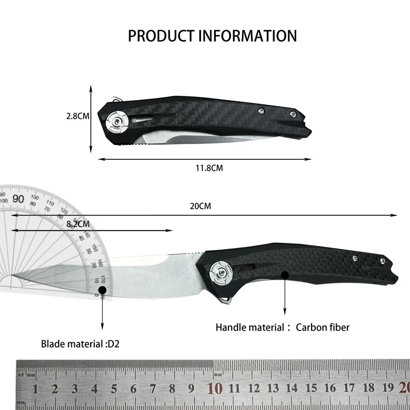 Black carbon fiber handle z.t0707 folding knife hunting tactics hiking survival camping outdoor EDC folding knife