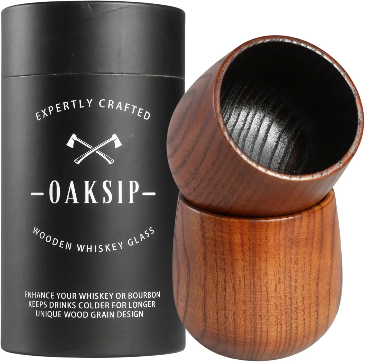 New Arrival Solid Wood Whiskey Glass Rustic Handcrafted Bourbon Tumbler Perfect Gift For Men Dad