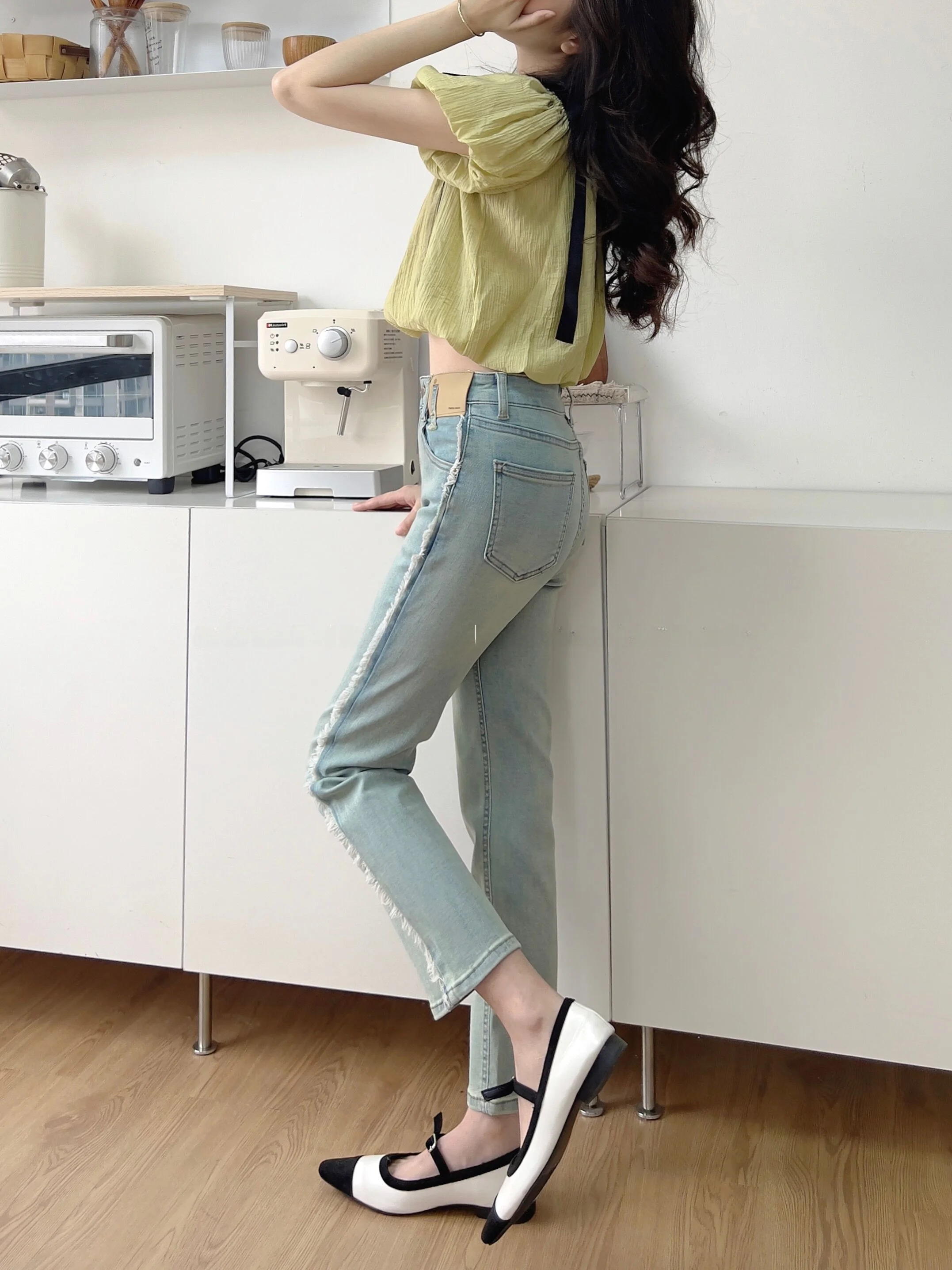 

Slim Fit High Waist Straight Leg Jeans Women's Spring Autumn Elastic Light Wa Cotton Stretch Denim ature Jeans