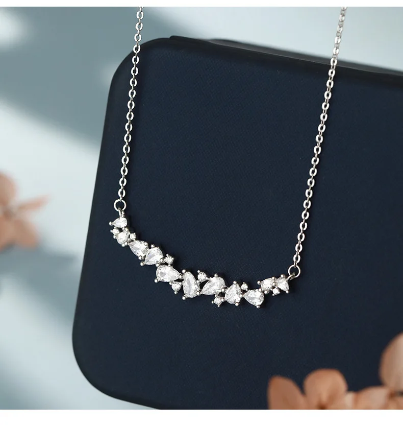 

Ожерелье-чокер с муассанитом огранки «Груша» цвета D, имитация бриллианта, ювелирное изделие из стерлингового серебра 925 пробы, ожерелье-улыбка, свадебный подарок для женщин