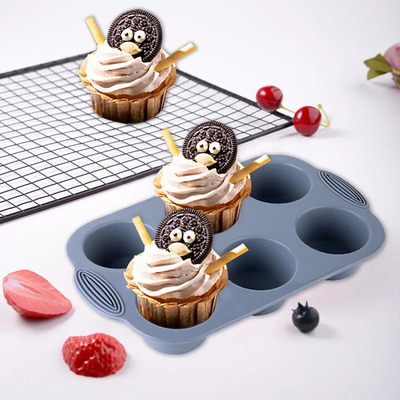 Silicone Cake Mold Pan 6 Cup Baking Tray Non-Stick Muffin Mould Cupcake Baking for Cakes Biscuit DIY Cake Kitchen Accessories