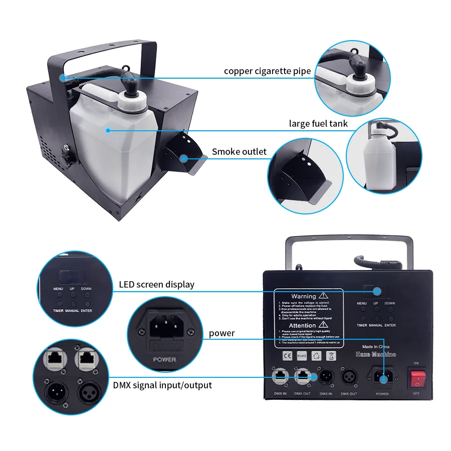 1000 واط آلة لصنع الدخان Waterbase Hazer المرحلة تأثير DMX التحكم اللاسلكي ل Dj ديسكو تظهر الأحداث حفل زفاف عن بعد DMX Fazer Fo #5