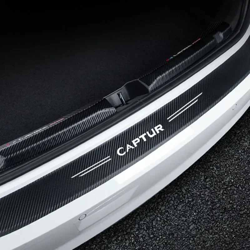 Luminous Carbon Fiber Car Door Threshold Sill Scuff Plate Decals for Captur Logo Protector Stickers Pedal Guards Strip