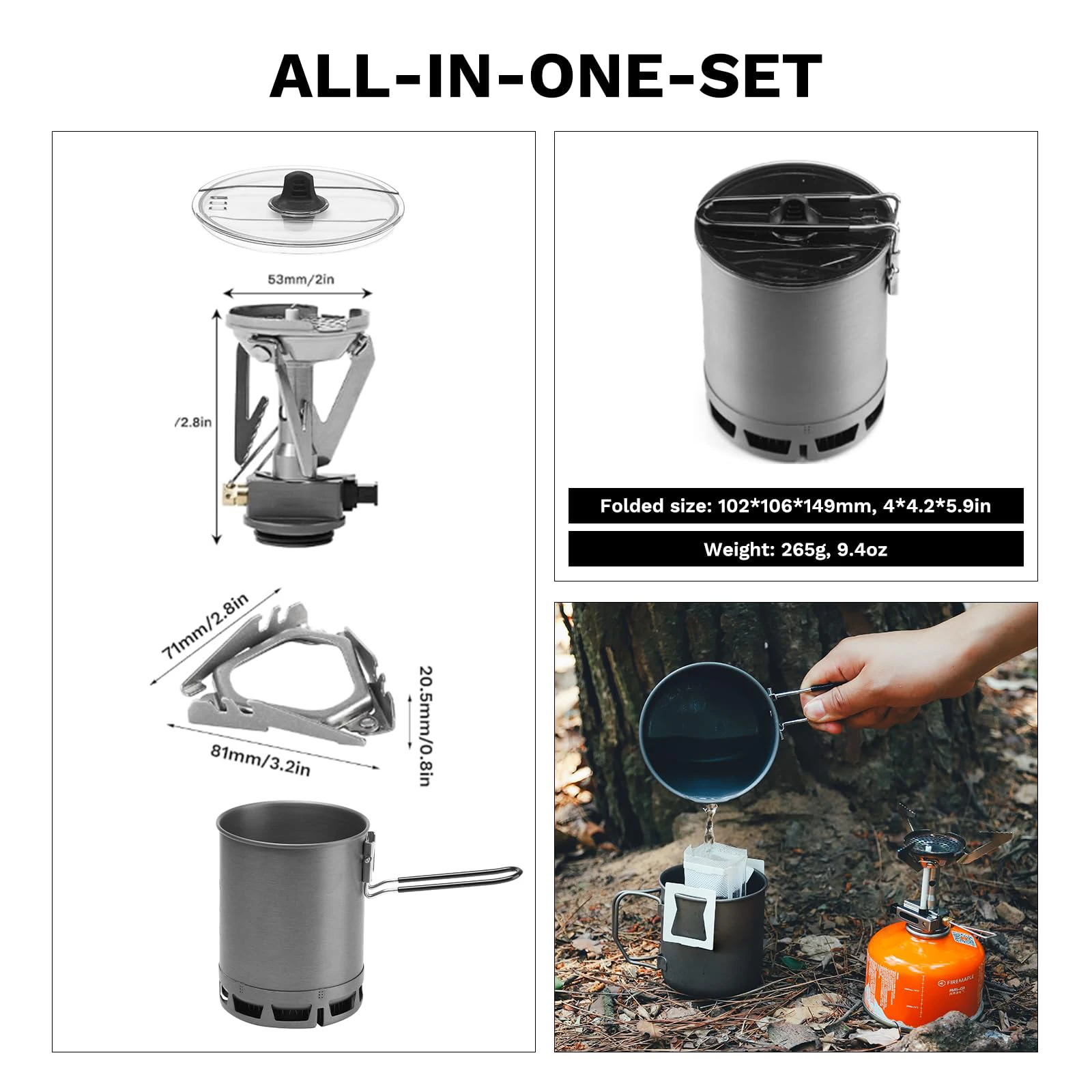 G3 Ultralight Heat Collector Pot 600ml Outdoor Hiking High Efficiency Heat Exchanger Camping Pot for Backpacking Travel Stove - Image 2