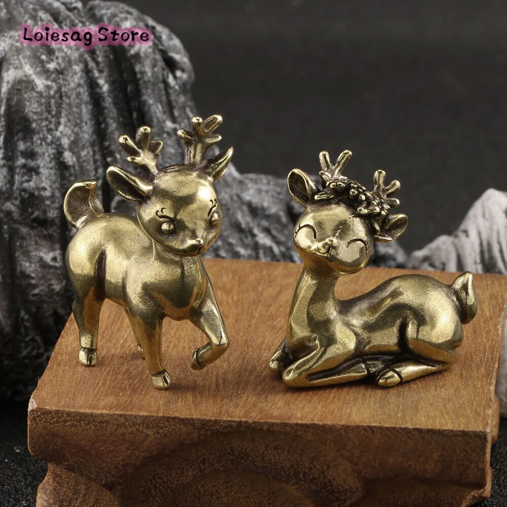 

Hot Animation Around Cute Couple Fawn Brass Ornaments Festival Gift Bronzing Arts and Crafts Wholesale