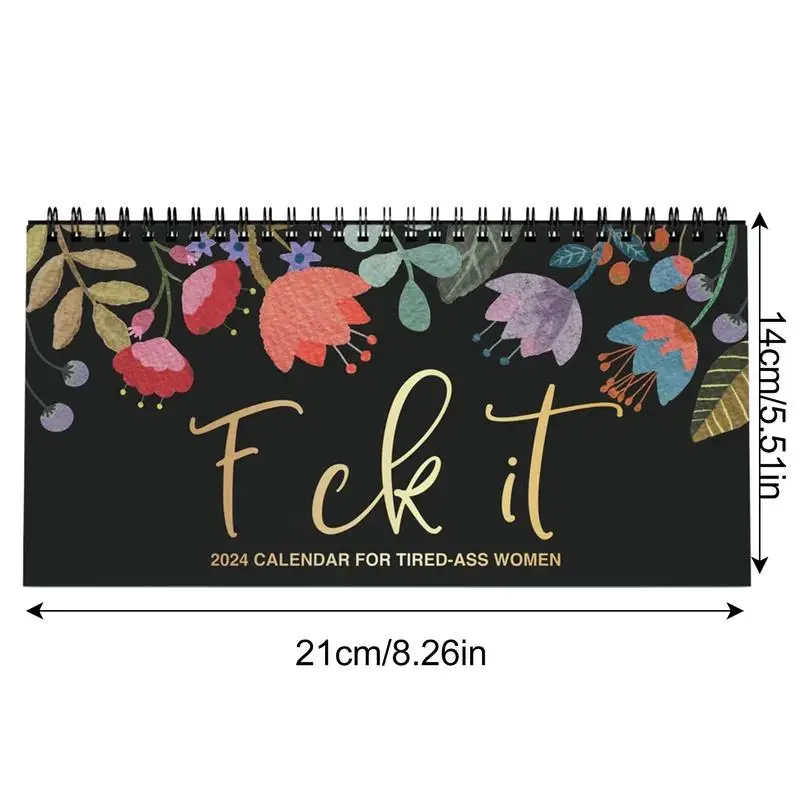 Calendrier mural drôle pour femme THbf, 12 mois de baume, énonciations de mots, intérieur, cadeaux uniques du Nouvel An, 2024