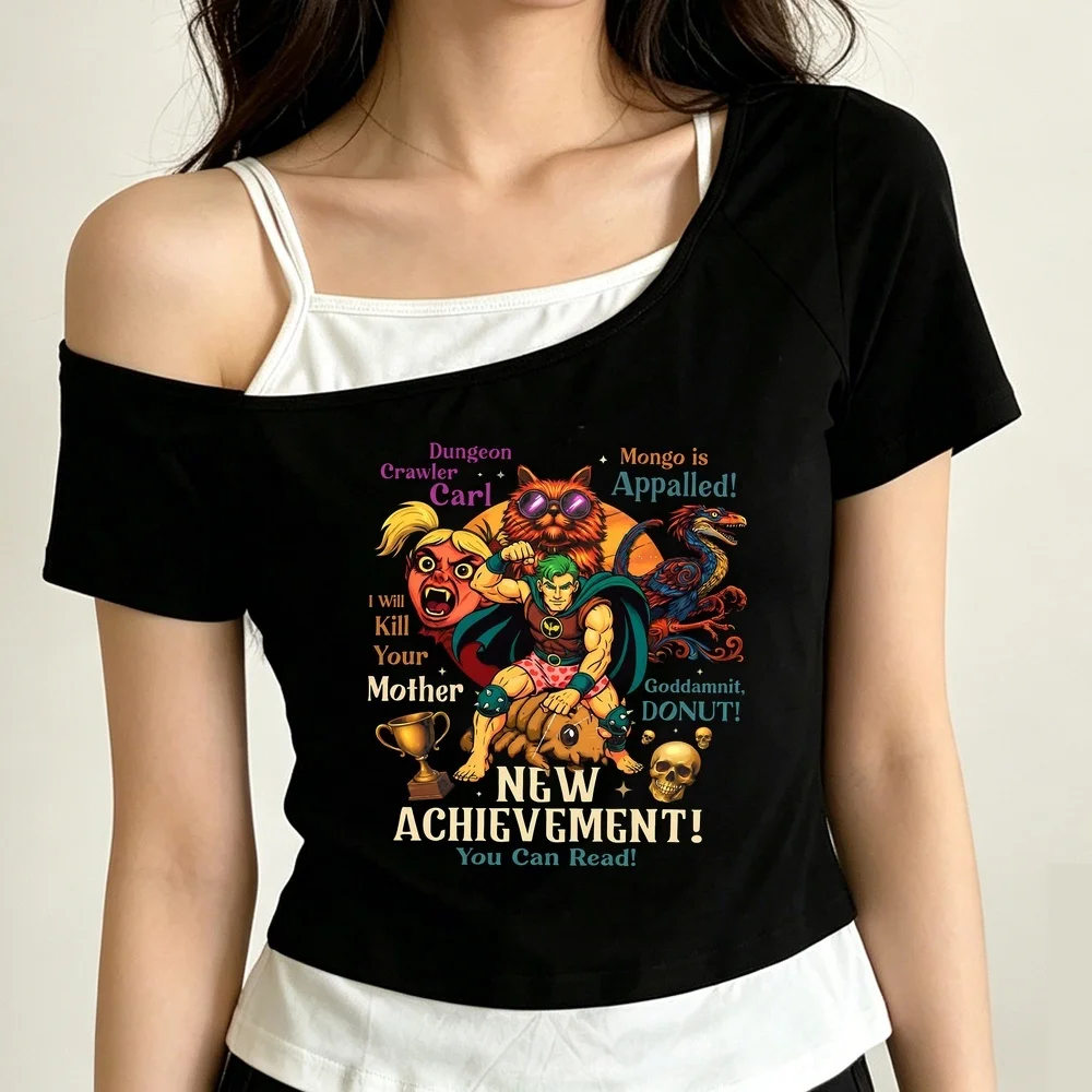 Dungeon Crawler Carl cropped top shoujo cheap goth korean fashion graphic japan tshirt vintage summer japan baddie cute