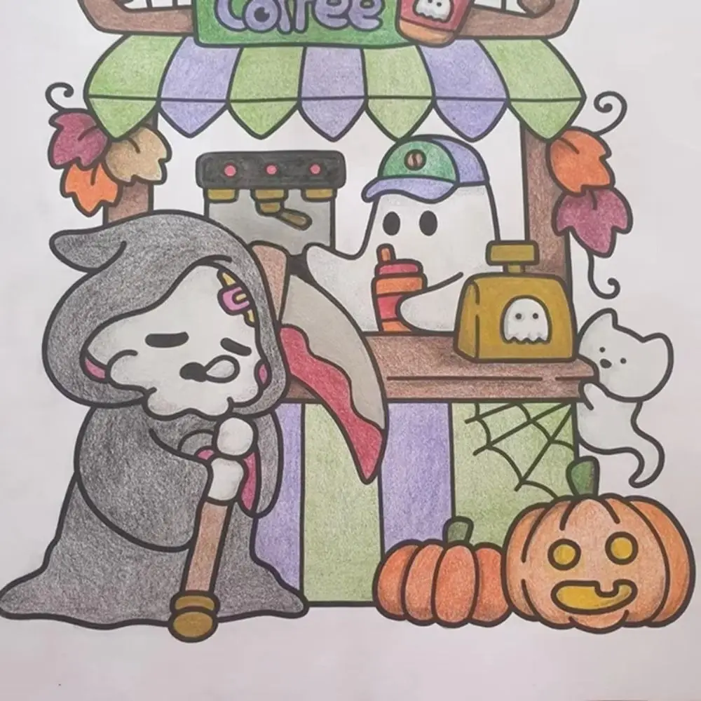 Spooky Cutie Coloring Book Featuring Adorable Creepy Creatures Educational Doodles Book In Cozy Moments For Relaxation