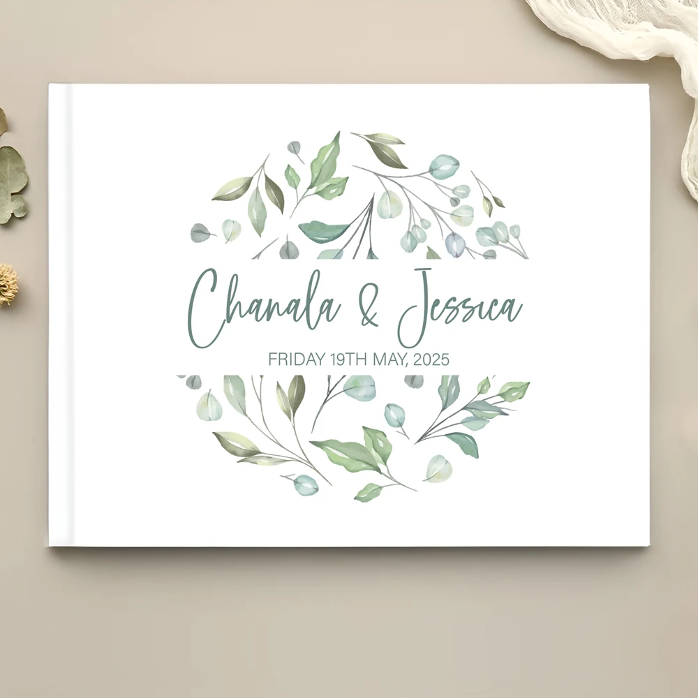 

Wedding Guest Book Personalised Floral Green Leaf Name Date Wedding Guest Book Scrapbooking Wedding