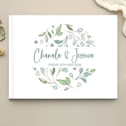 Wedding Guest Book Personalised Floral Green Leaf Name Date Wedding Guest Book Scrapbooking Wedding