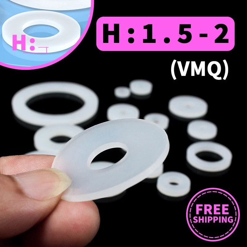 

H1.5-2mm Flat gasket Sealing Ring silicon Rubber Screw Washer M2 M3 M4 M5 M6 M8 M10 M12 M14 M16 M18 M20 Wholesale free shipping