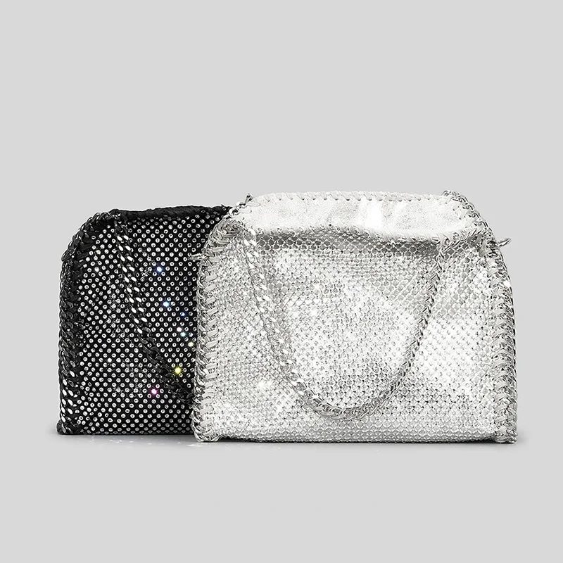 Rhinestone 2023 Luxury Designer Handbag Bling Shiny Diamond Fashion High Grade Chain Shoulder Clutch evening Purse