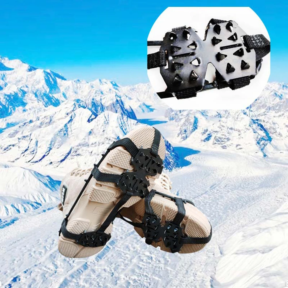 24 Teeth Ice Grips Anti-Slip Ice Claws Winter Gripper Unisex Snow Claw Shoe Covers Climbing Chain Crampons Outdoor Accessories