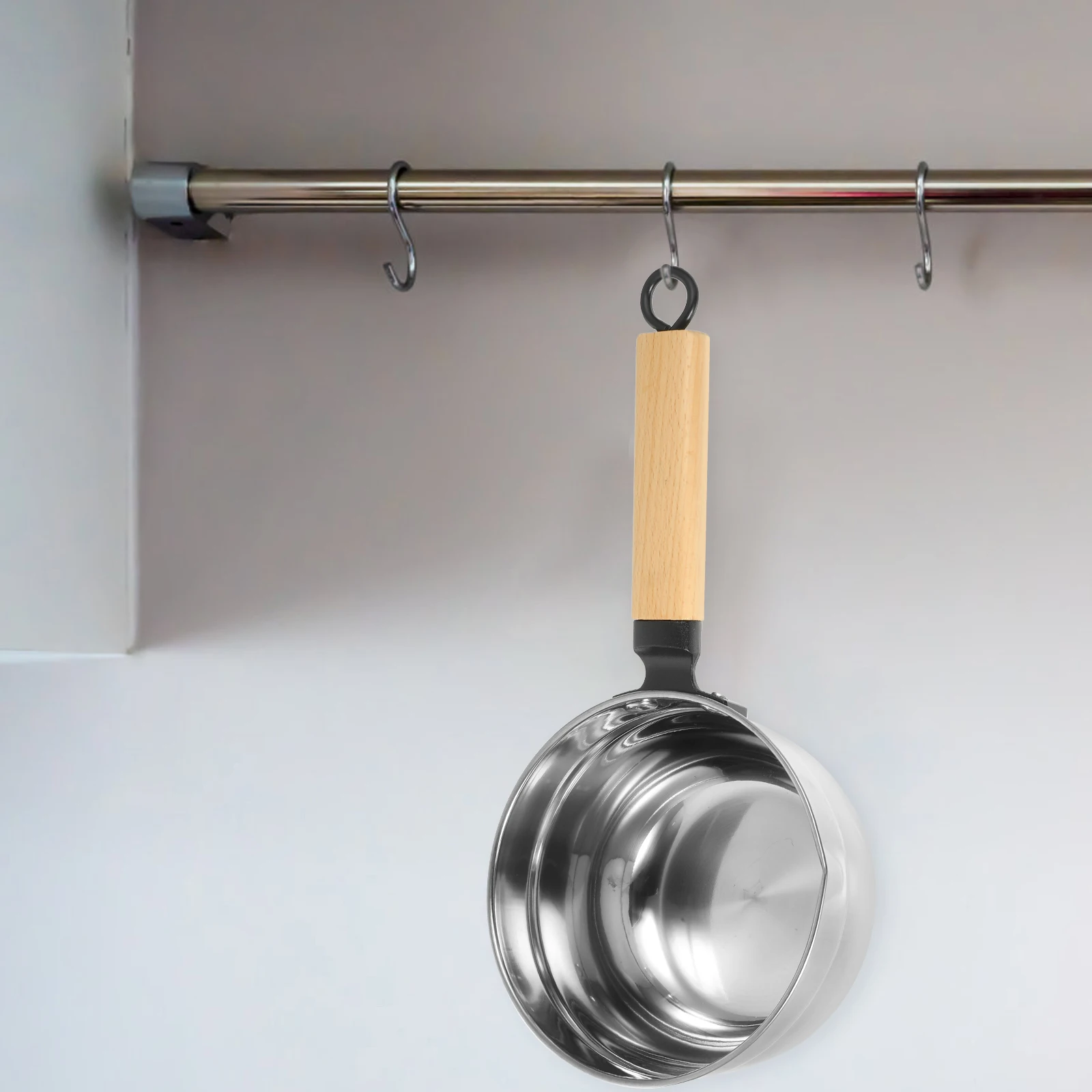 

Stainless Steel Water Ladle Kitchen Tool Wooden Material Ergonomic Design Practical Home Canteen Use Creative Water