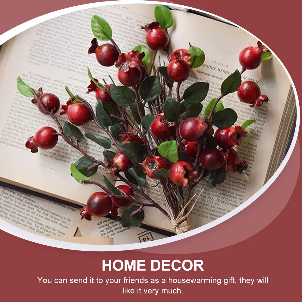 

2pcs Artificial Pomegranate Flower Bouquet Lifelike Floral Arrangement Home Decor Office Wedding Party Photo Prop Decorative