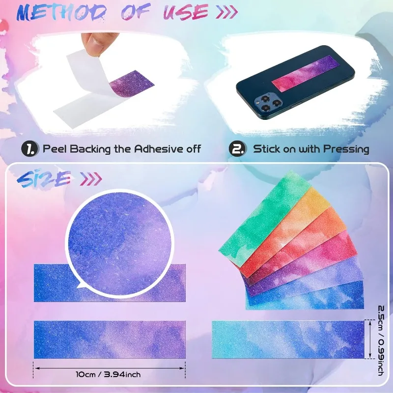 relieve adult teen anxiety gradient style watercolor sensory stickers crushed stone pattern fingertip long strips calm stickers