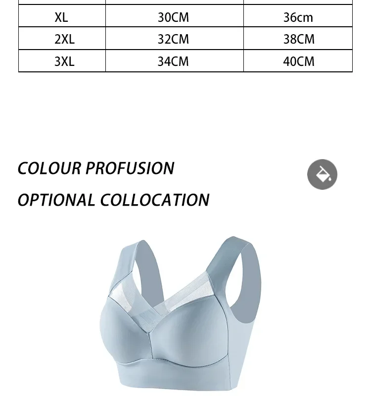 Damen Spitzen-Sport-BHs Übergröße Nahtloser BH Bralette Rückenfreier Damen-BH Weste Stoßfester Drahtloser Top-BH L-3XL – Detail 15