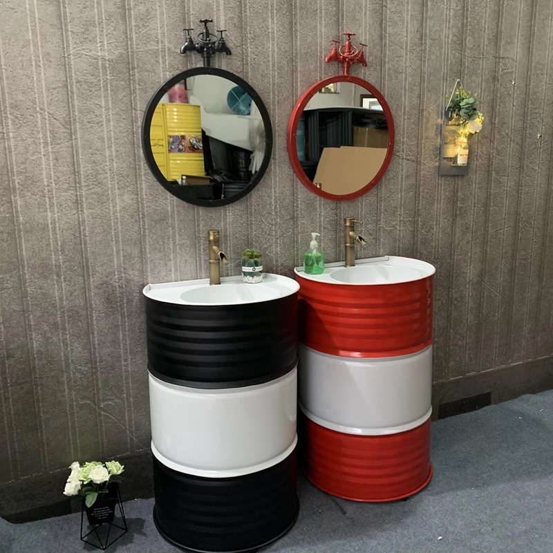 

Industrial air wash basin creative bar personalized oil drum column platform integrated column washbasin