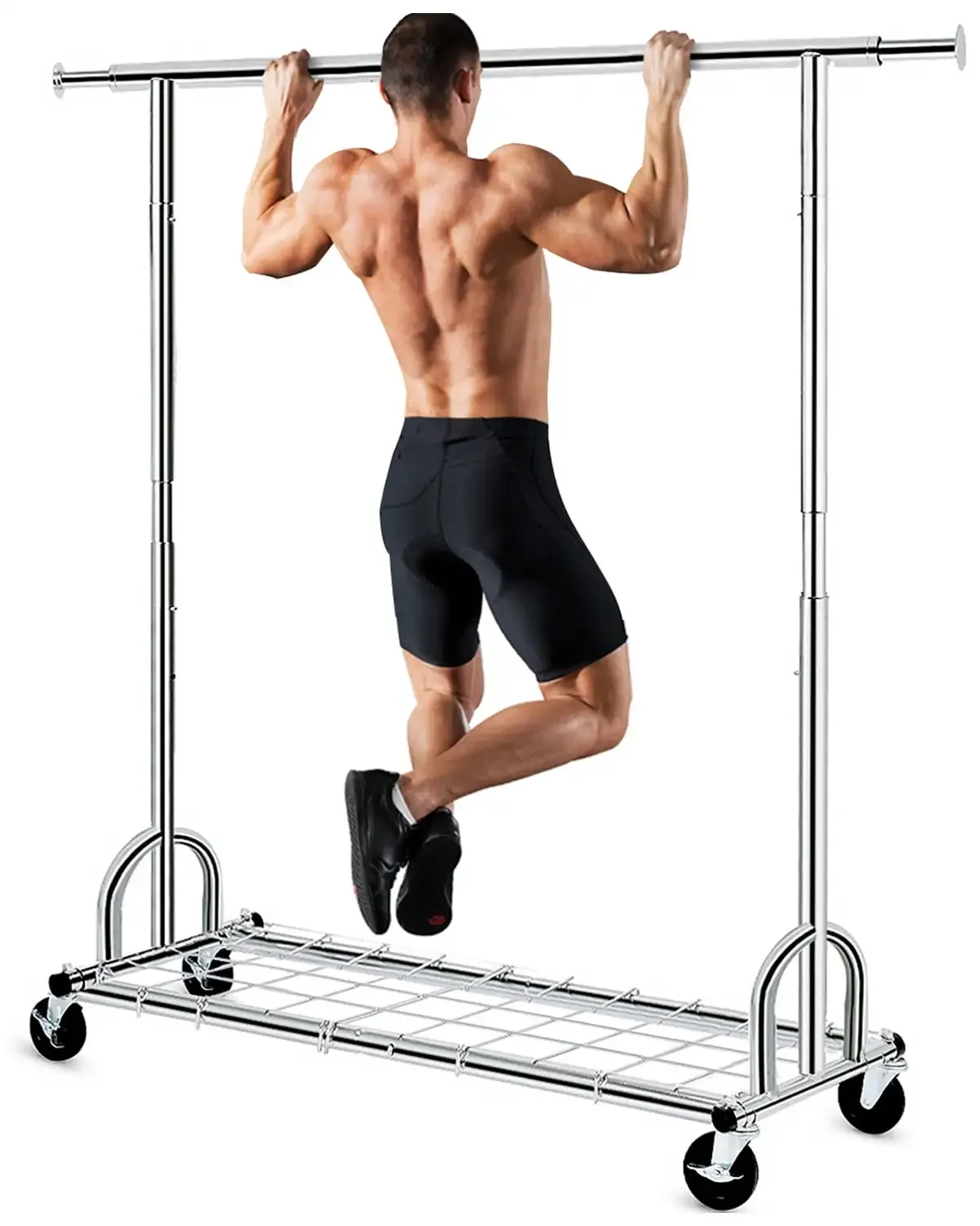 Heavy Duty Commercial Grade Garment Rack Portable Freestanding Modern Clothes Rack, Silver