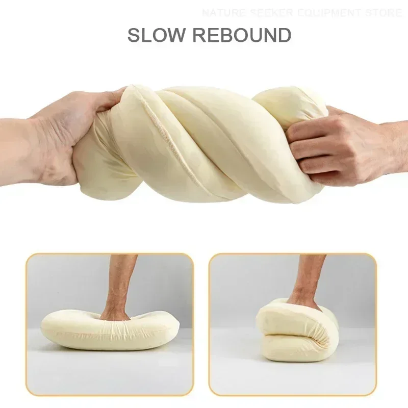 HIKEMAN Outdoor Pillow Memory Cotton Cervical Pillow Portable Breathable Camping Gears Travel Sleeping Supplies with Storage Bag