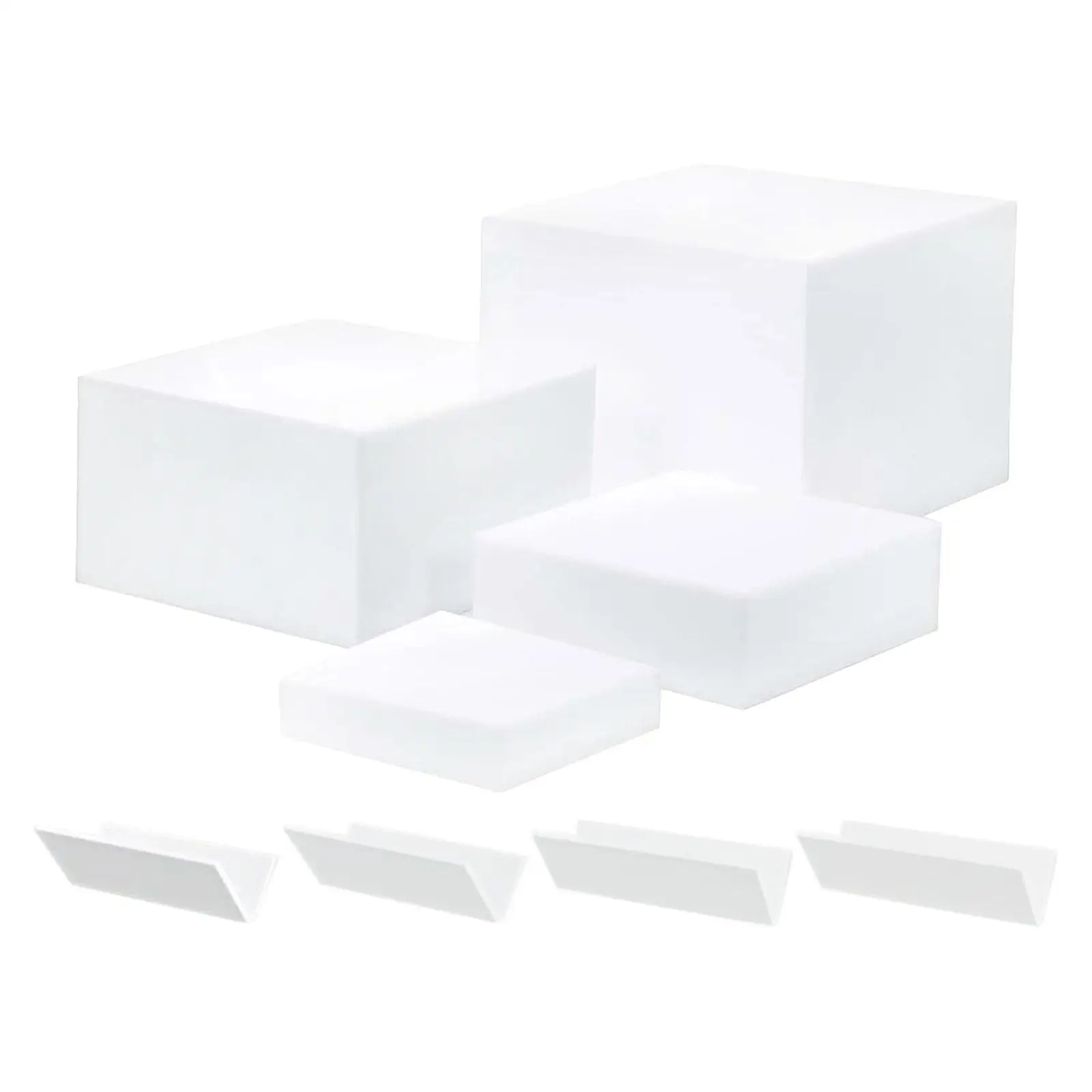 Cube Riser en acrylique pour présentoir à 5 côtés, support de table pour aliments, supports à gâteaux, objets de collection, cosmétiques, 4 pièces