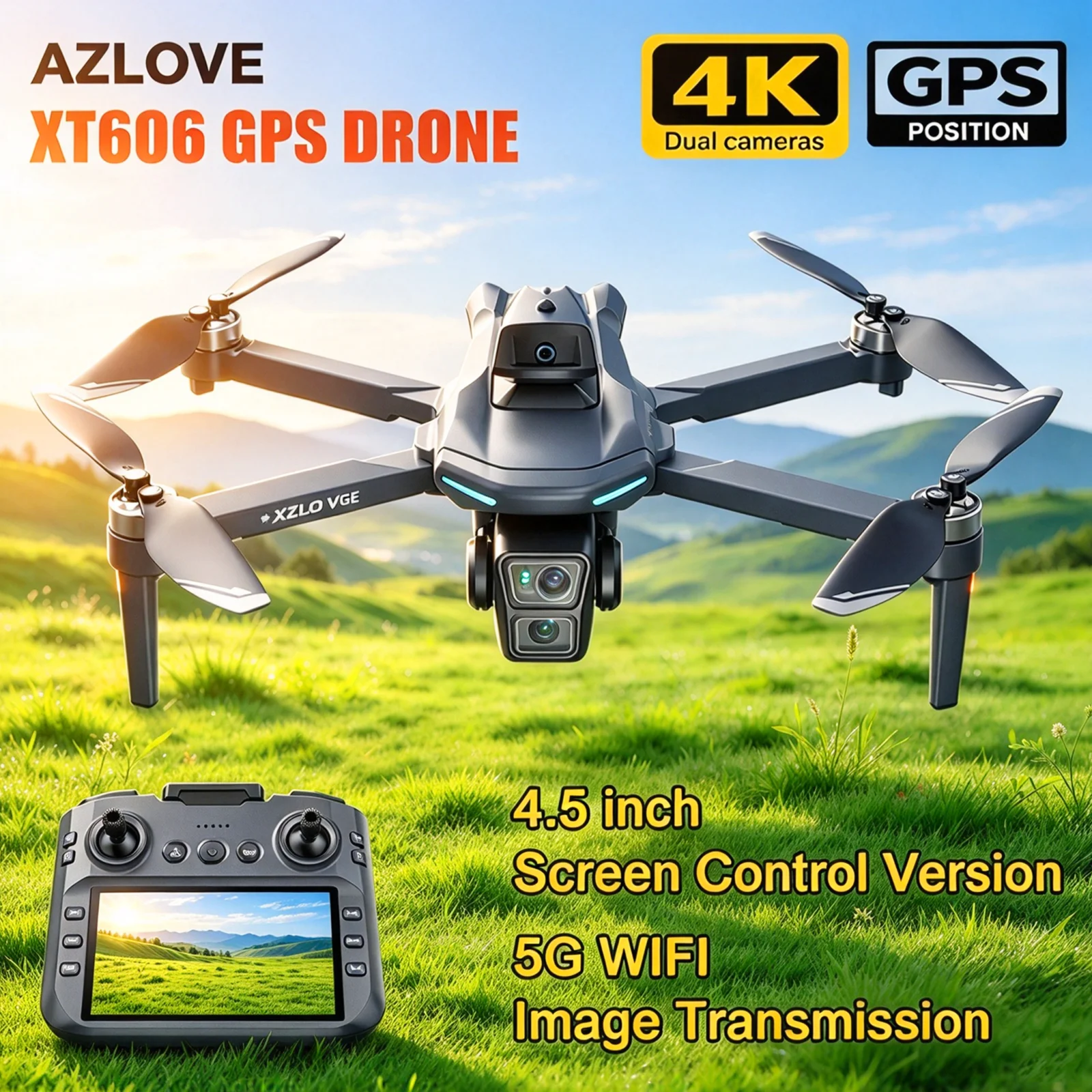 XT606 GPS Drone 4K Professional HD Cameras Security UAV 5G WIFI Transmission Obstacle Avoidance Brushless Foldable RC Quadcopter