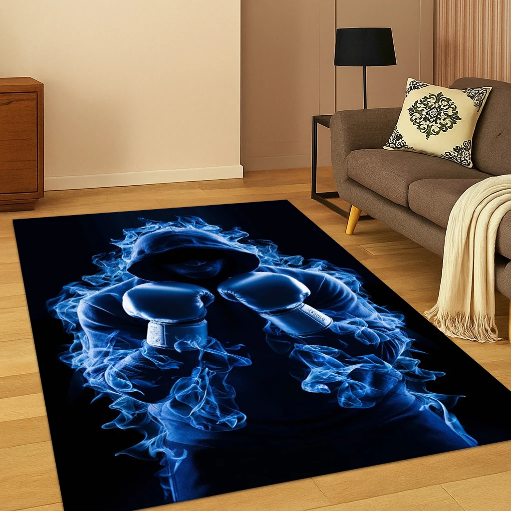 

3D Boxing Gloves Fight Scene Area Rug, Non-Slip Floor Mat for Living Room & Bedroom, Kids Play Sports Carpet – Home Decor