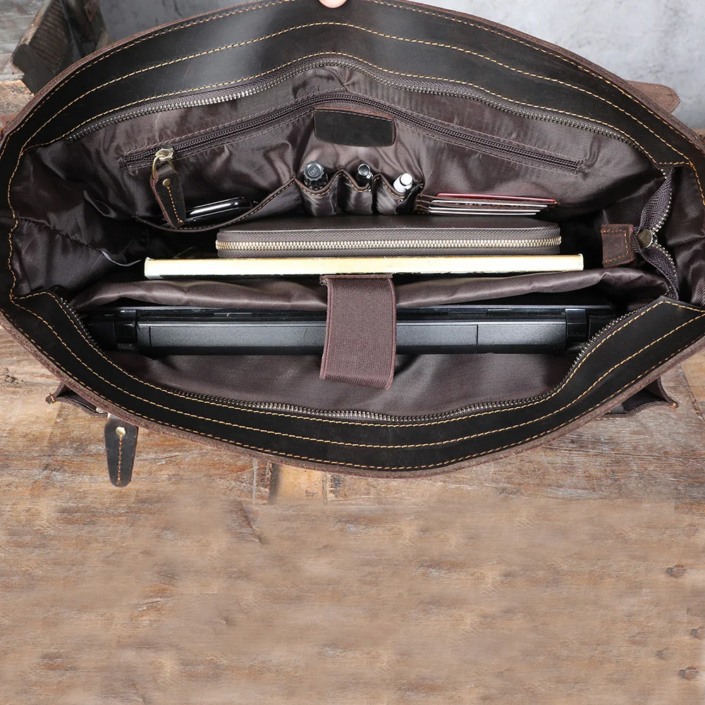 S.WORKER Retro Vollnarbenleder-Handtasche für Herren | Klassische Business-Aktentasche – Detail 26