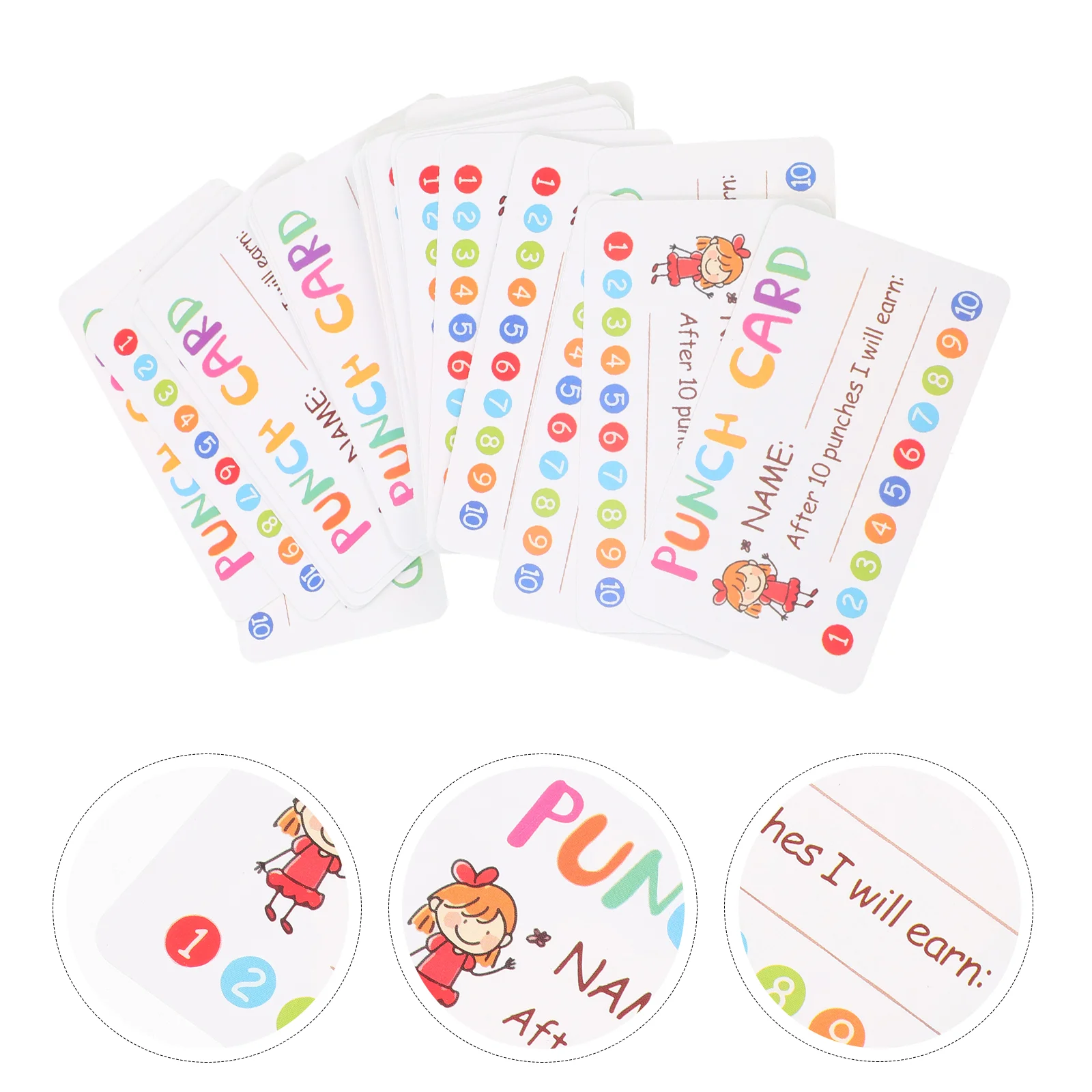 50 Pcs Name Card Children Supply Household for Kids Punch Business Cards Membership Convenient Loyalty Coated Paper Accessory