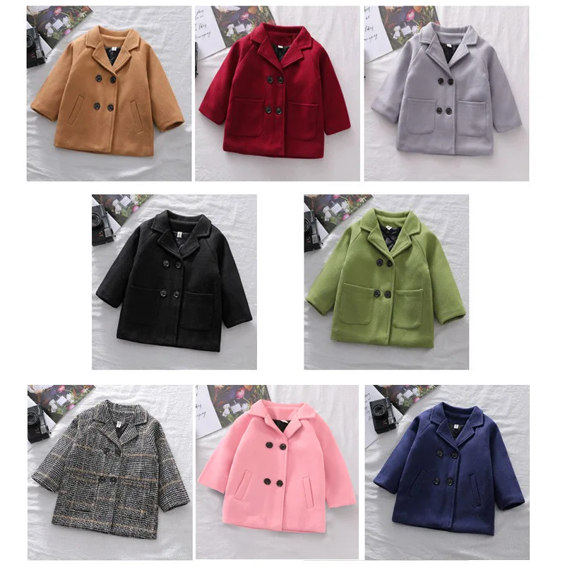 2024 spring and autumn new children's coat wool coat long fashion boy's coat children's wool coat coat