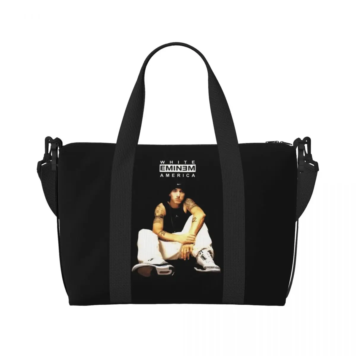 Custom Eminems Groceries Tote Shopping Bags Women Large Capacity American Pop Music Hip Hop Rapper Beach Gym Travel Bags