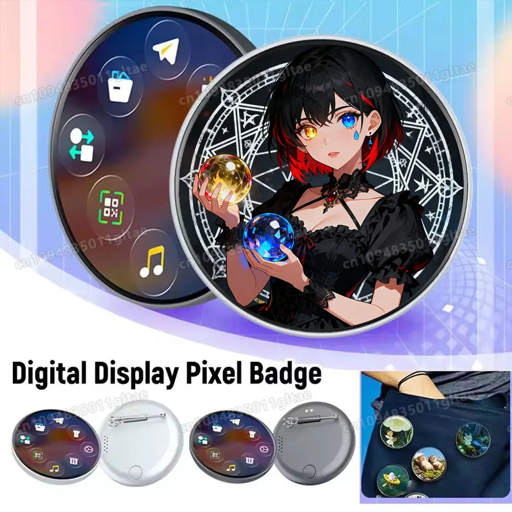 New Anime E-Badge Display Pin 1.85 Inch Touch Screen LED Button Touchscreen Photo Frame With Video Playback Dropshipping A2435