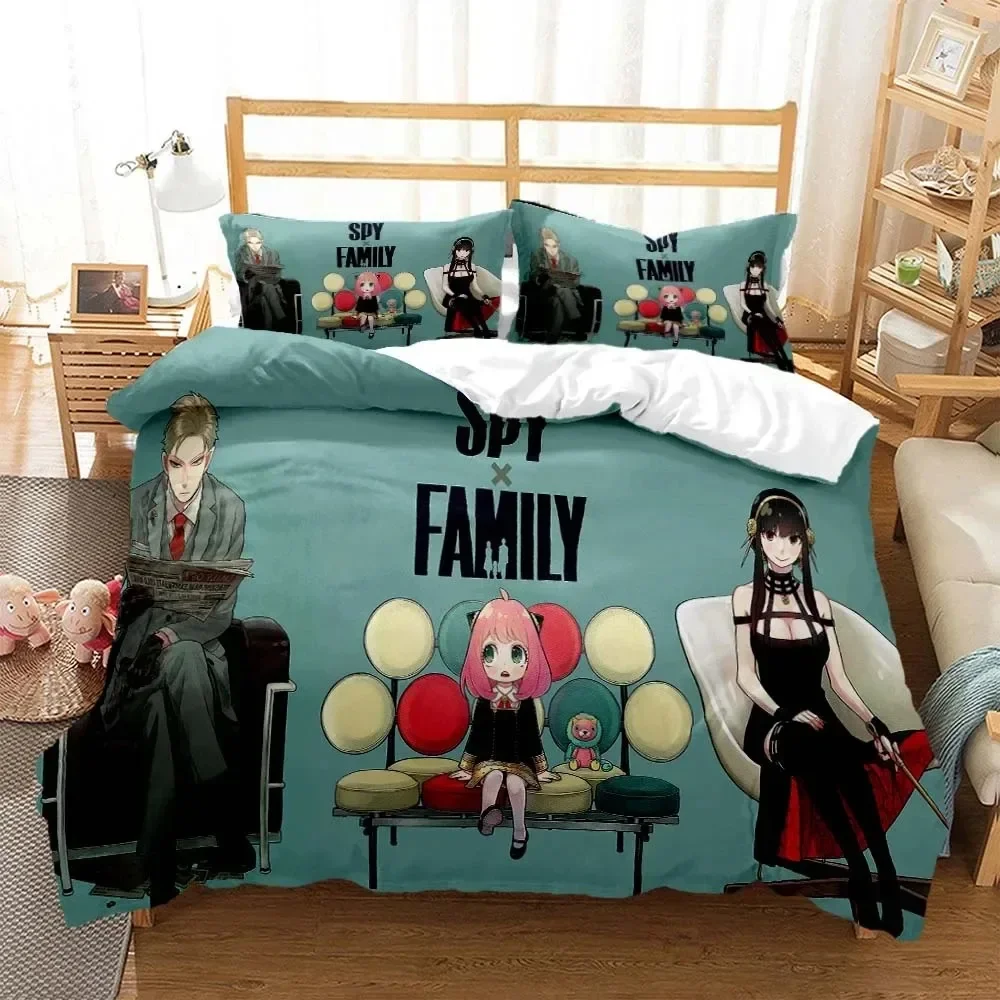 

Anime Spy × Family Anya Bedding Set Boys Girls Twin Queen Size Duvet Cover Pillowcase Bed Kids Adult Fashion Home Textileextile