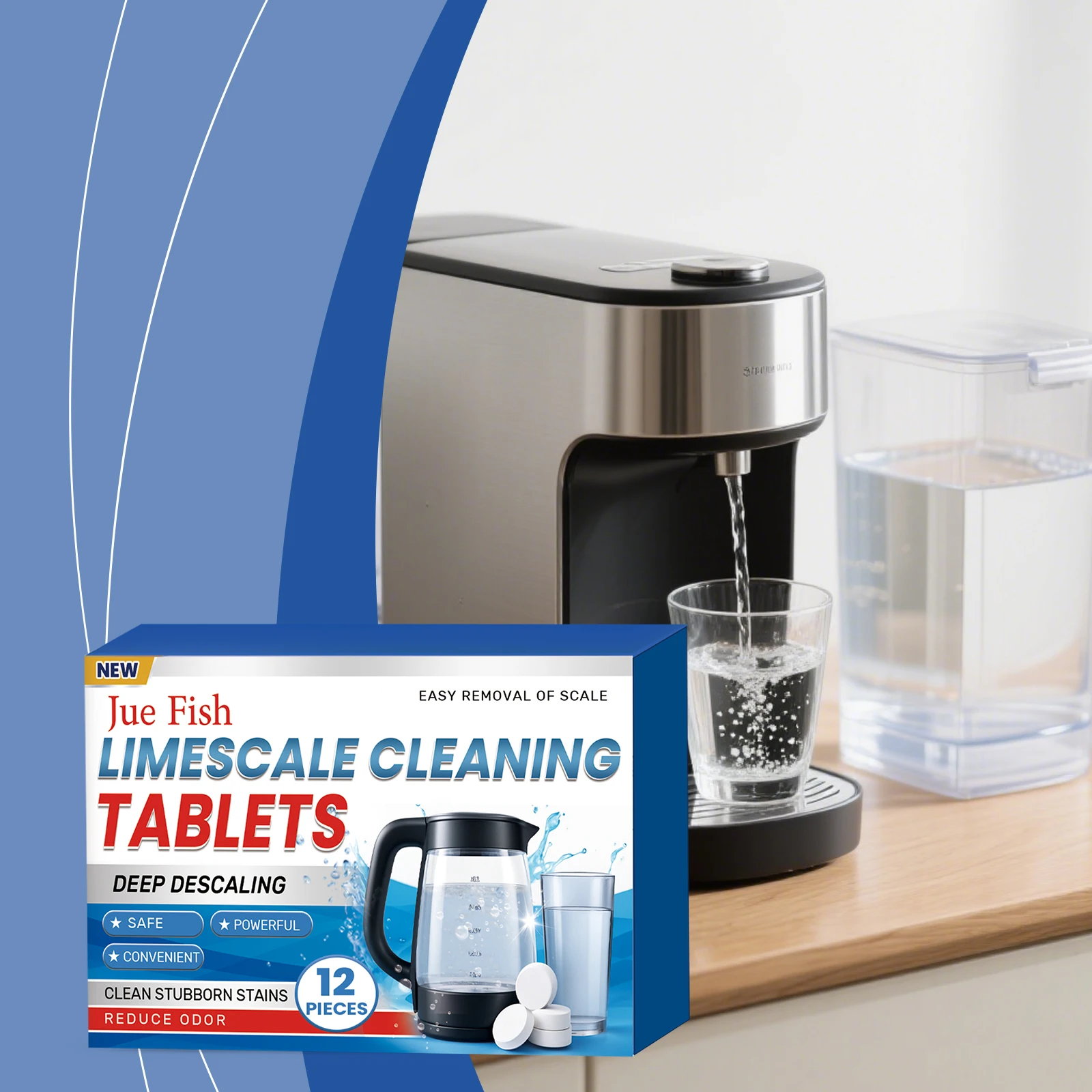 

Kettle Descaling Effervescent Cleaning Tablets | Fast Dissolve, No Scrubbing, Residue-Free | 12pcs 70g, Ideal for All Kettles