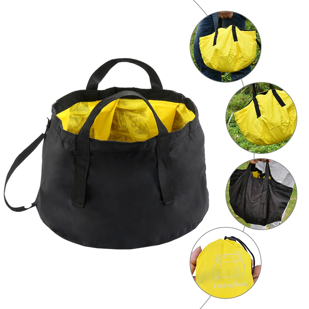 

1pc Portable Folding Basin Yellow Travel Soak Bucket For Camping Hiking Fishing Outdoor Foot Spa Tub Lightweight Water Basin