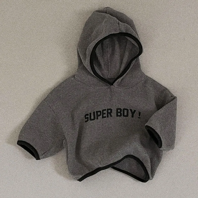 New Korean Style Hooded  Boys and Girls with Letters Print and Comfortable Cotton Fabric hoodies   baby boy clothes