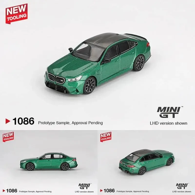 MINIGT 1086 *CHASE* 1:64 M5 BMW G90 Isle Of Man Green Metallic Model Samochodu z Odlewu Metalowego Kolekcja Zabawek