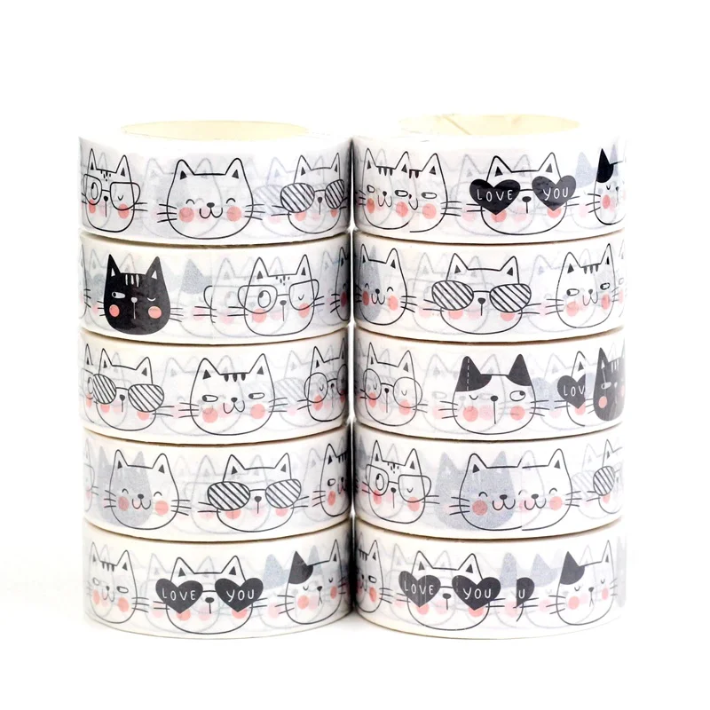 

Новинка, 10 шт./лот, декор Kawaii Cat Expression Washi, ленты для скрапбукинга, планировщик, клейкая маскирующая лента Kawaii Papeleria