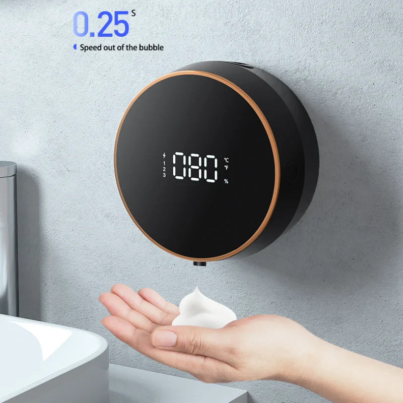 Dispensador de sabão líquido automático touchless sensor máquina espuma com display temperatura recarregável mão desinfetante dispenser