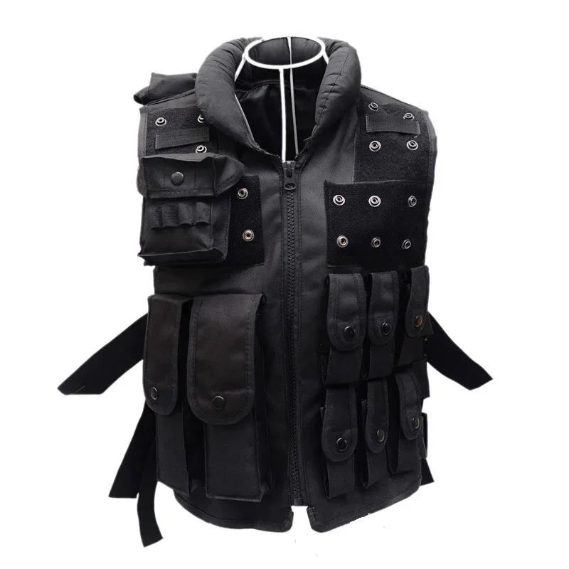 Tactical Molle Adult Kids Vest POLICE Military Law Enforcement SWAT Vests Combat Armor Men's Jacket CS Equipment-Black Uniform